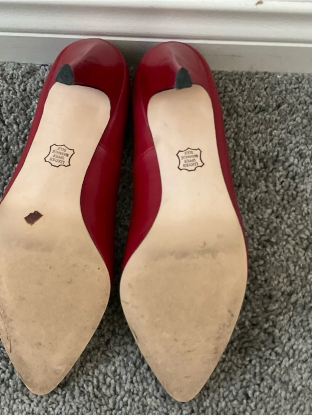 Red Pointed-Toe Mid-Heel Pumps